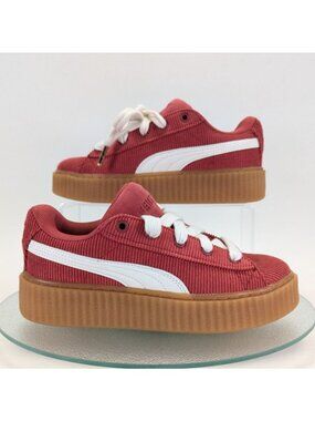 Puma x Rihanna Fenty Creeper Phatty Womens Size 6 Red Corduroy Platform Shoes